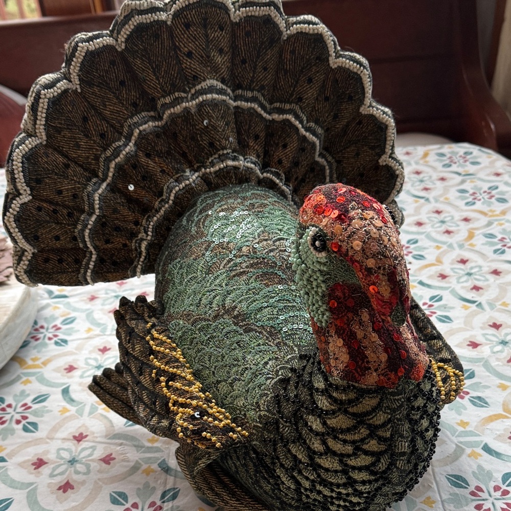 Intricate Beaded Turkey Pillow by John Derian for Target 2024